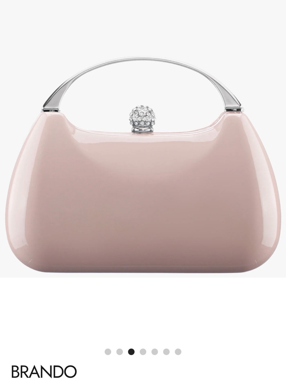 Nina Beige Patent Mini Shoulder Bag with Silver Chain